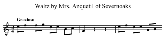 Waltz by Mrs. Anquetil of Severnoaks - staff notation