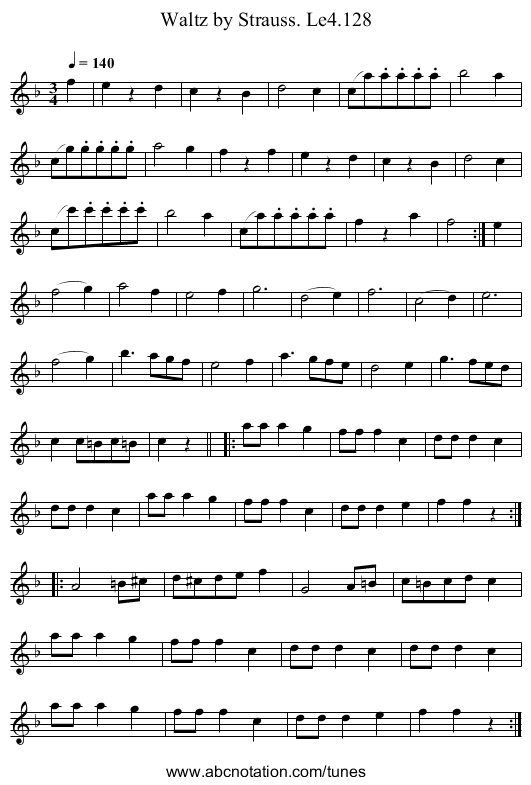 Waltz by Strauss. Le4.128 - staff notation