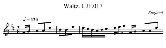 Waltz. CJF.017 - staff notation
