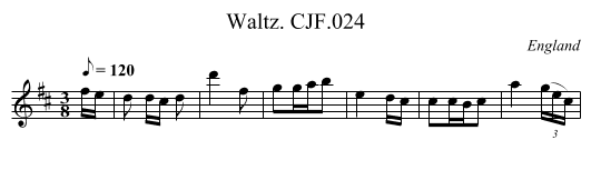 Waltz. CJF.024 - staff notation