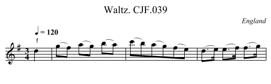 Waltz. CJF.039 - staff notation
