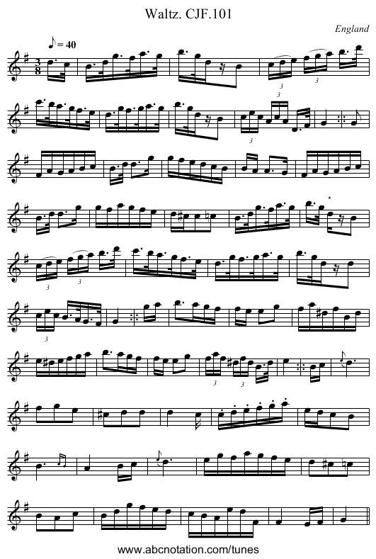 Waltz. CJF.101 - staff notation