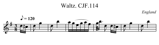 Waltz. CJF.114 - staff notation
