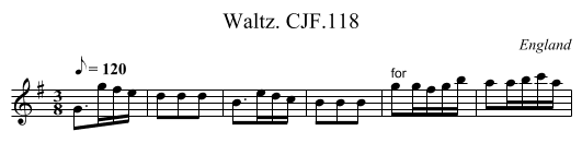 Waltz. CJF.118 - staff notation
