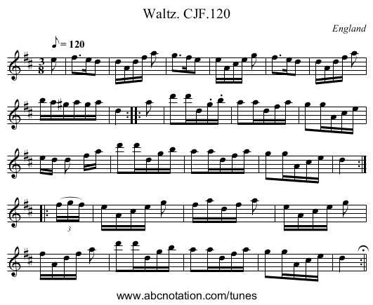 Waltz. CJF.120 - staff notation
