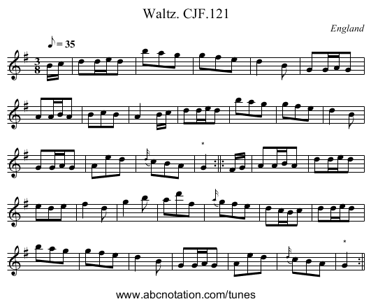 Waltz. CJF.121 - staff notation