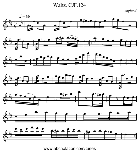 Waltz. CJF.124 - staff notation