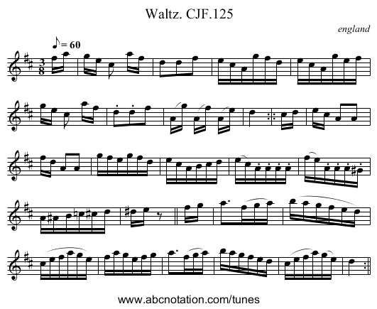 Waltz. CJF.125 - staff notation