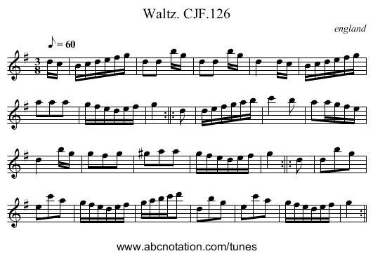 Waltz. CJF.126 - staff notation