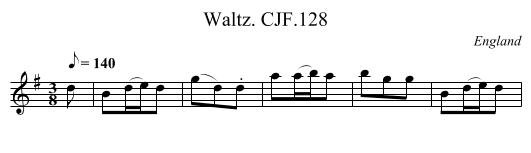 Waltz. CJF.128 - staff notation