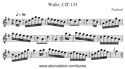 Waltz. CJF.135 - staff notation