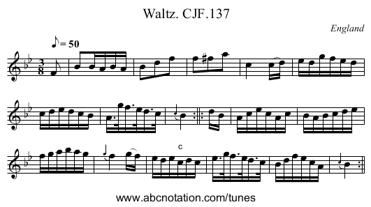 Waltz. CJF.137 - staff notation