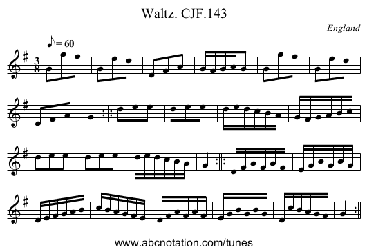 Waltz. CJF.143 - staff notation