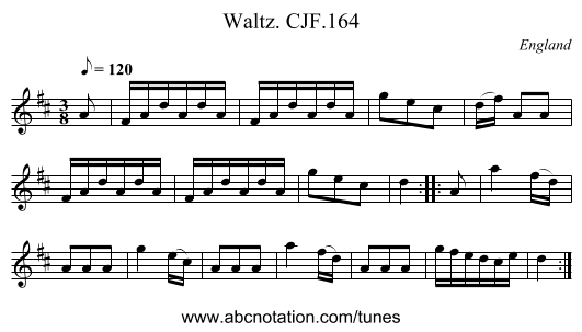 Waltz. CJF.164 - staff notation