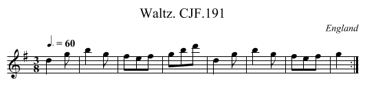 Waltz. CJF.191 - staff notation