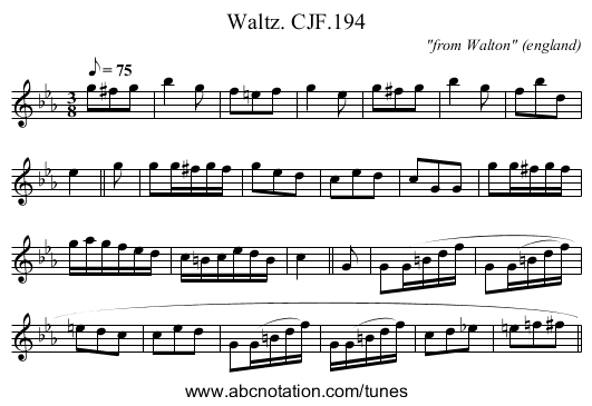 Waltz. CJF.194 - staff notation