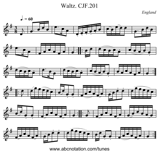Waltz. CJF.201 - staff notation