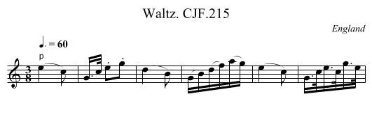 Waltz. CJF.215 - staff notation