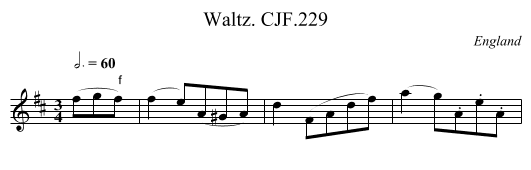 Waltz. CJF.229 - staff notation