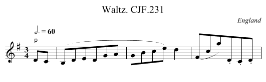 Waltz. CJF.231 - staff notation