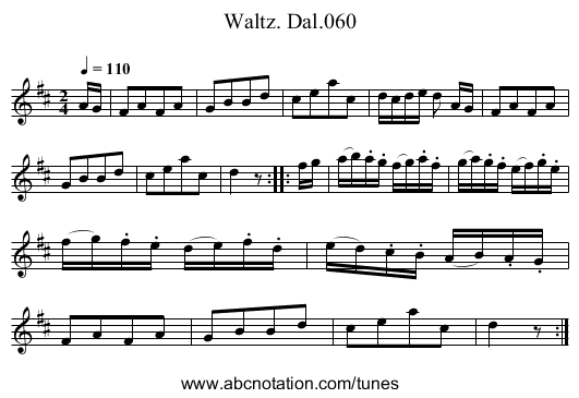 Waltz. Dal.060 - staff notation