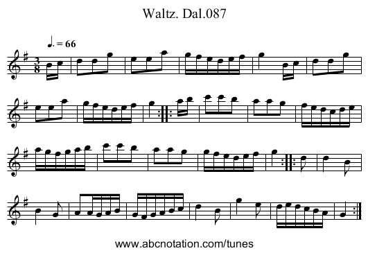 Waltz. Dal.087 - staff notation