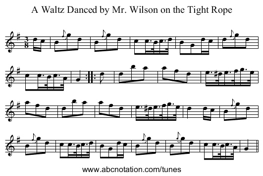 Waltz Danced by Mr. Wilson on the Tight Rope, A - staff notation