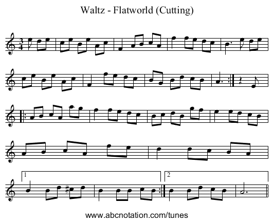 Waltz - Flatworld (Cutting) - staff notation