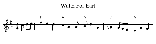 Waltz For Earl - staff notation