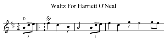 Waltz For Harriett O'Neal - staff notation