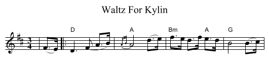 Waltz For Kylin - staff notation
