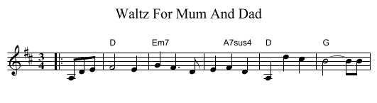 Waltz For Mum And Dad - staff notation