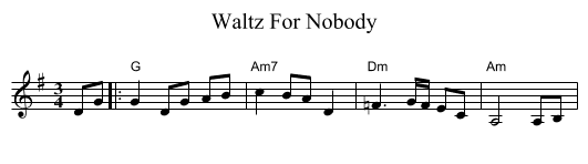 Waltz For Nobody - staff notation