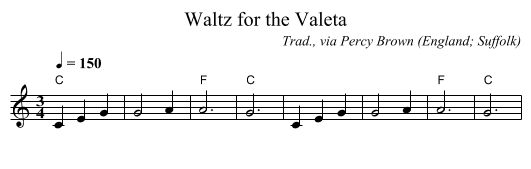 Waltz for the Valeta - staff notation