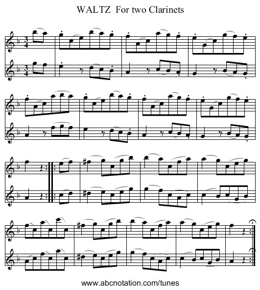 WALTZ  For two Clarinets - staff notation