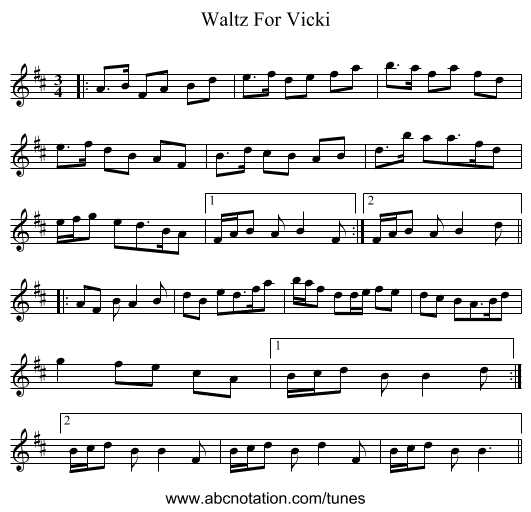 Waltz For Vicki - staff notation