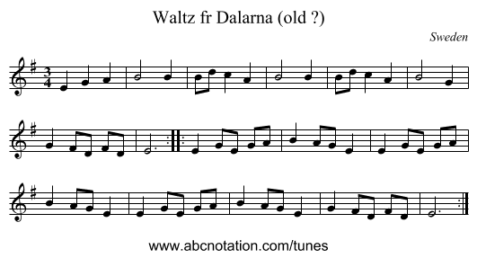 Waltz fr Dalarna (old ?) - staff notation