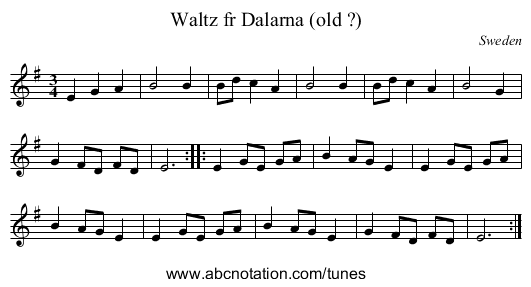 Waltz fr Dalarna (old ?) - staff notation