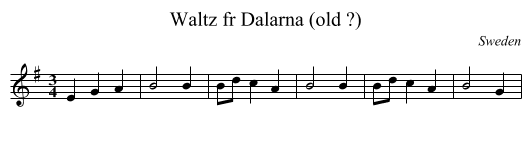 Waltz fr Dalarna (old ?) - staff notation