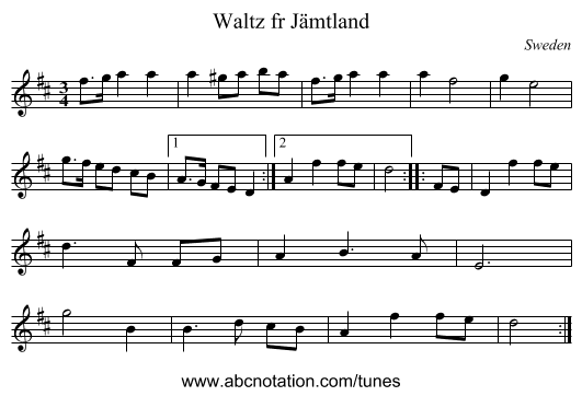 Waltz fr Jämtland - staff notation