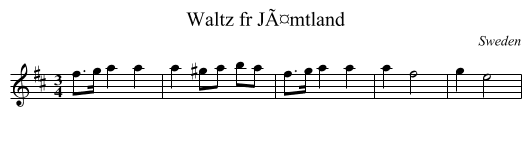 Waltz fr JÃ¤mtland - staff notation