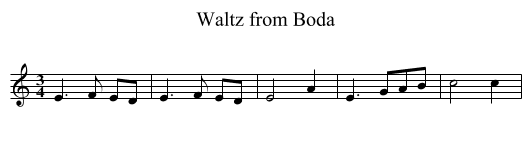 Waltz from Boda - staff notation