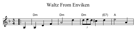 Waltz From Enviken - staff notation