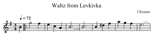 Waltz from Levkivka - staff notation