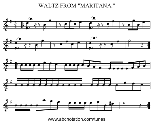 WALTZ FROM MARITANA. - staff notation