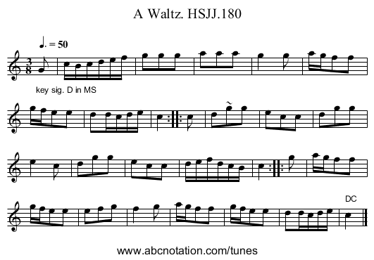 Waltz. HSJJ.180, A - staff notation