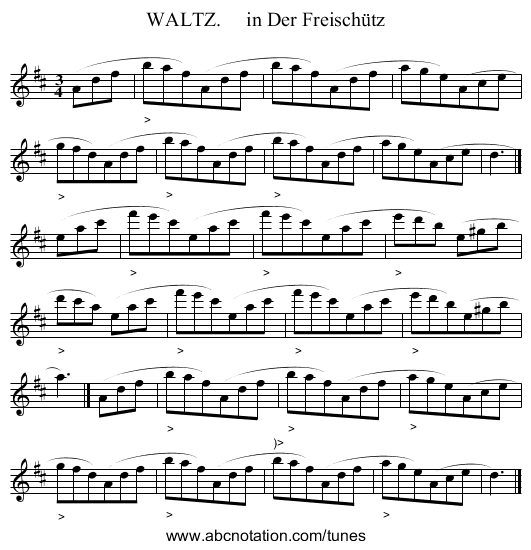 WALTZ.     in Der Freisch&uuml;tz - staff notation