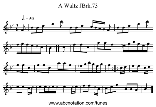 Waltz JBrk.73, A - staff notation