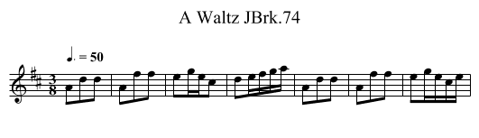 Waltz JBrk.74, A - staff notation