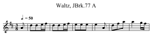 Waltz, JBrk.77 A - staff notation